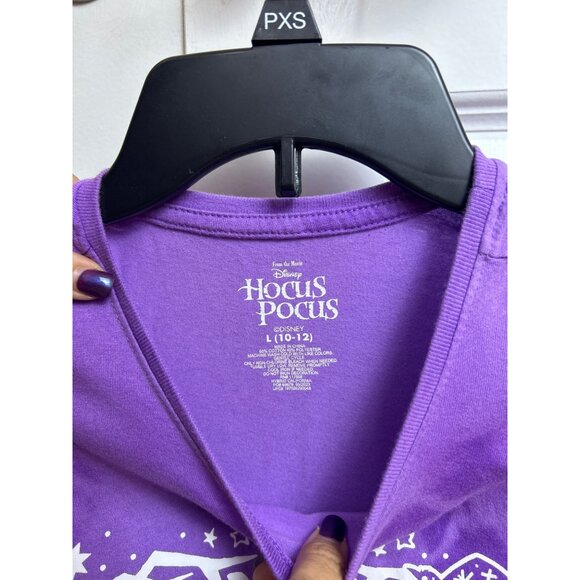 Disney Hocus Pocus Graphic T Shirt Halloween Girls Size L 10-12 Purple - Picture 3 of 5
